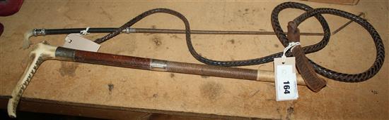 Silver mounted riding crop and 1 other crop